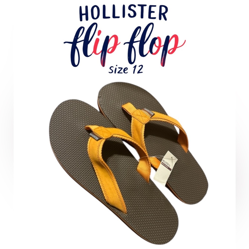 🩴🩴 vintage men’s Hollister Orange w brown flip flops NWT sz 12